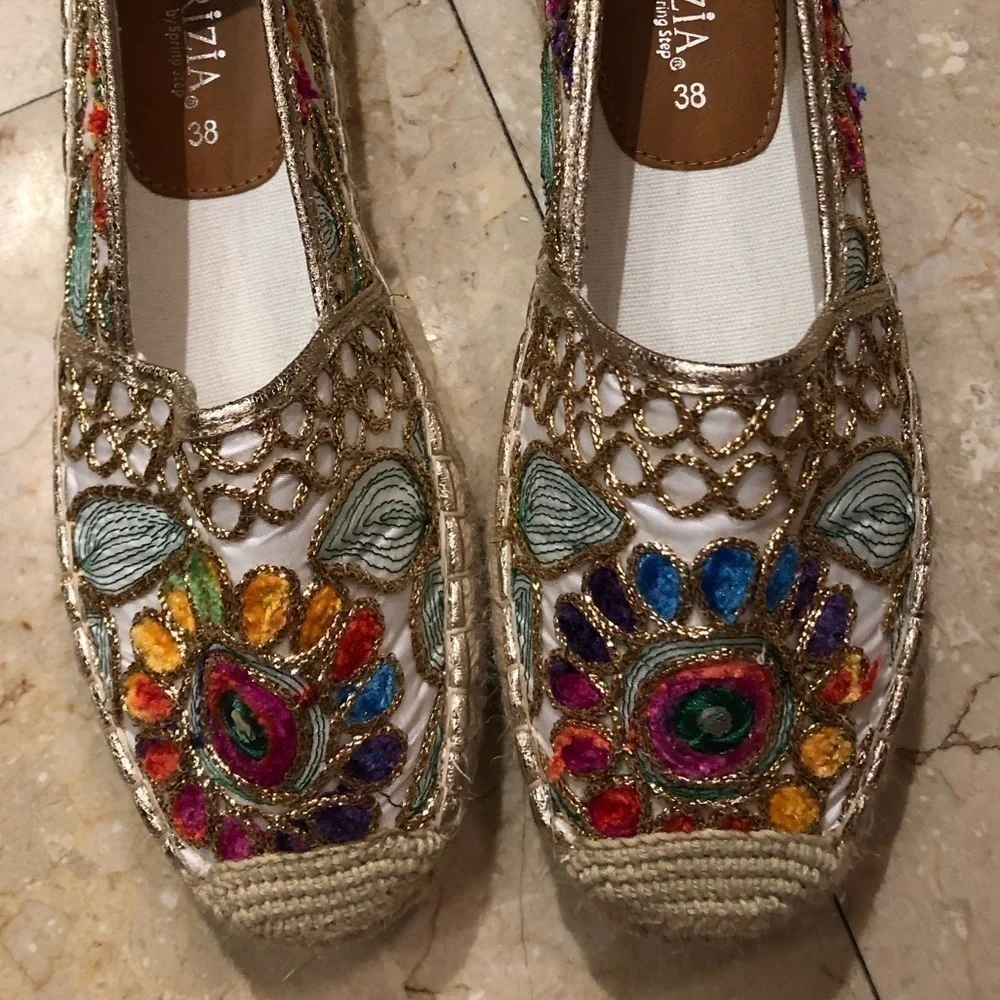 Patrizia By Spring Step Embroidered Espadrilles Size 38